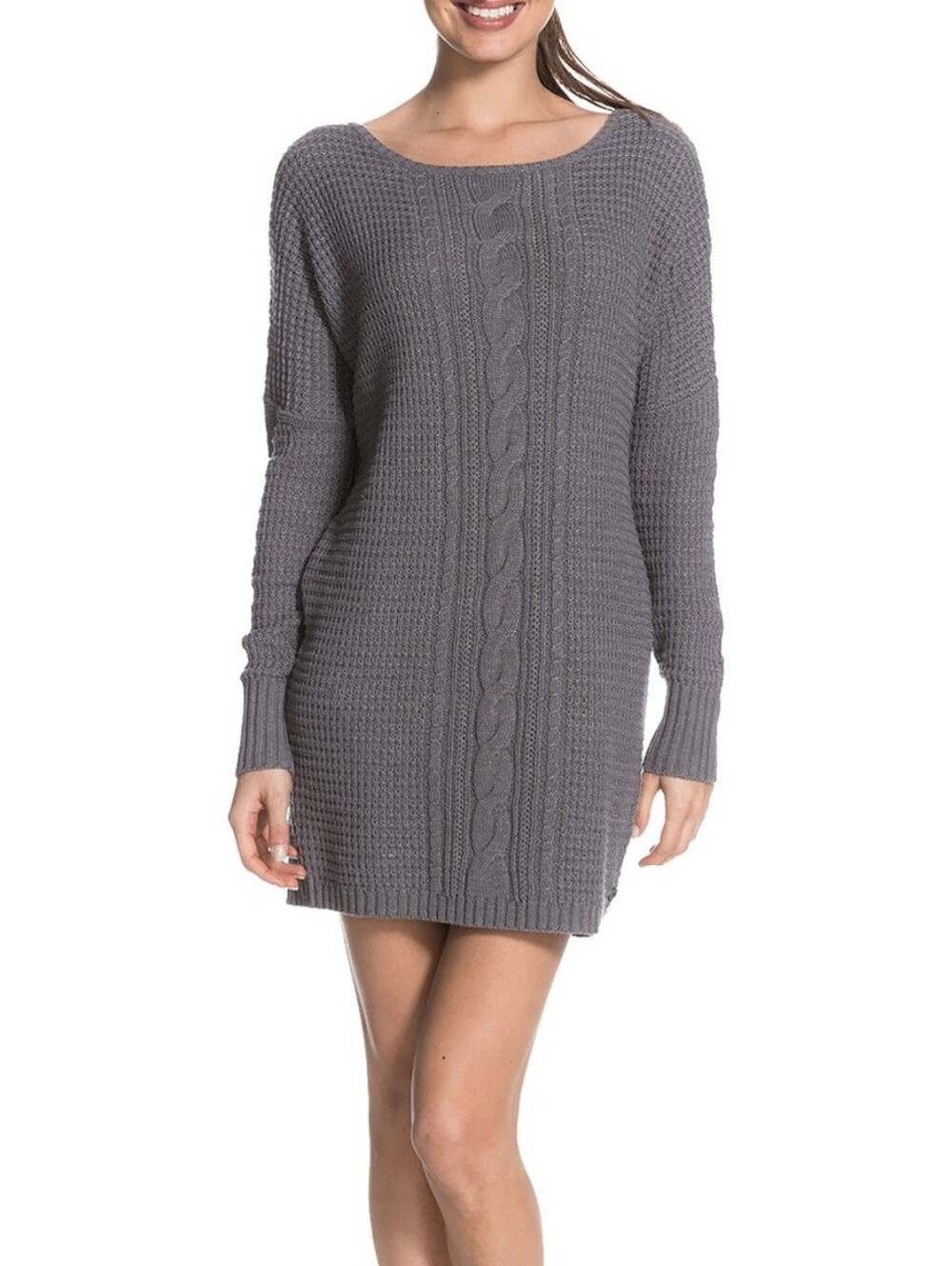 Roxy Long Sleeve Cable Knit Mini Sweater Dress | XL